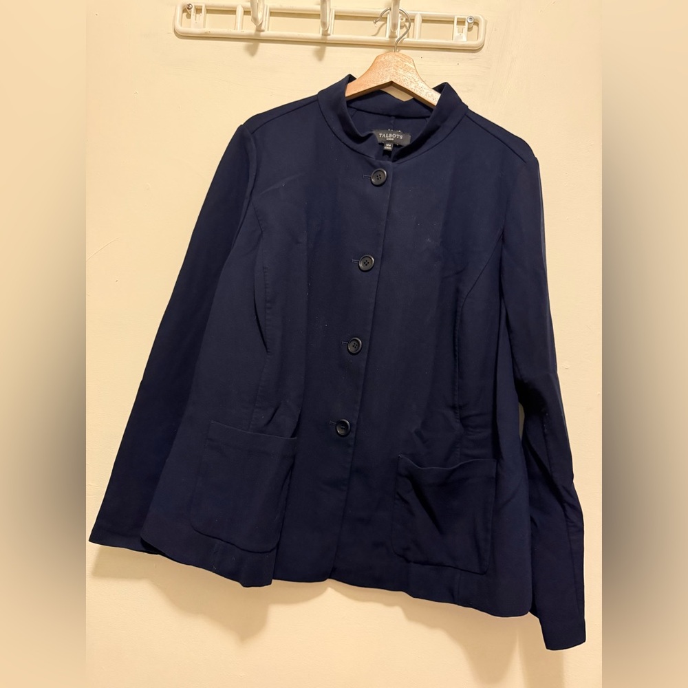 Talbots Navy Blue Button Down Jacket Blazer Size 14W